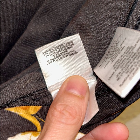 NWT Anne Klein black/mustard yellow floral tie waist sleeveless midi dress sz 6 - Picture 10 of 10